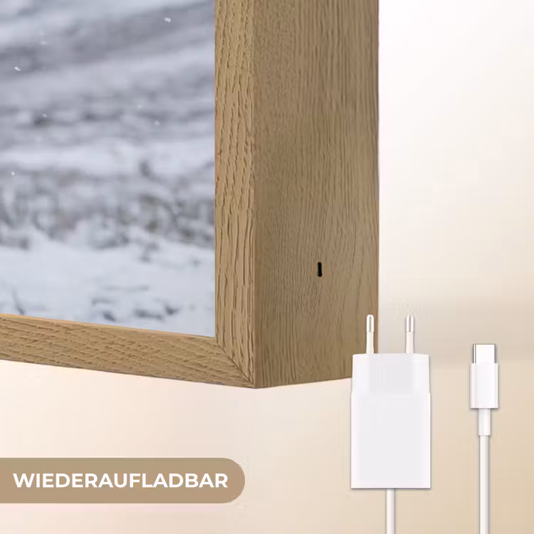 Schotse Hooglander - Sneeuw - Bergen - Winter Light Box met batterij (Wandlamp) middel -USP_websiteoplaadbaarDE