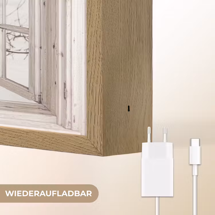 Schotse Hooglander - Sneeuw - Winter - Natuur - Dier - Doorkijk - Landelijk Light Box met batterij (Wandlamp) middel -USP_websiteoplaadbaarDE