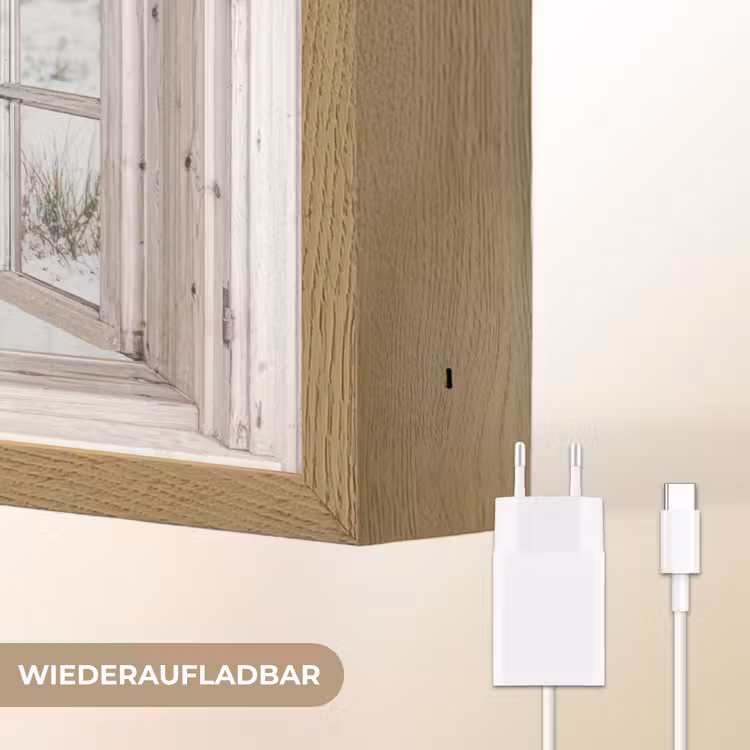 Schotse Hooglander - Winterlandschap - Landelijk - Bergen - Doorkijk Light Box met batterij (Wandlamp) middel -USP_websiteoplaadbaarDE