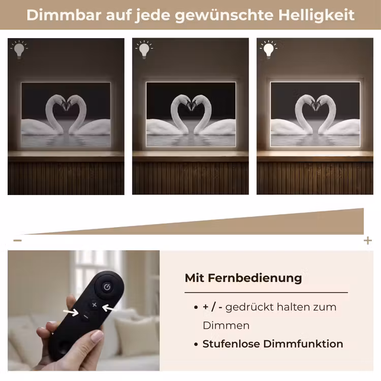 Zwanen - Hart - Zwart - Wit Light Box met batterij (Wandlamp) middel -USP_dimbaarDE