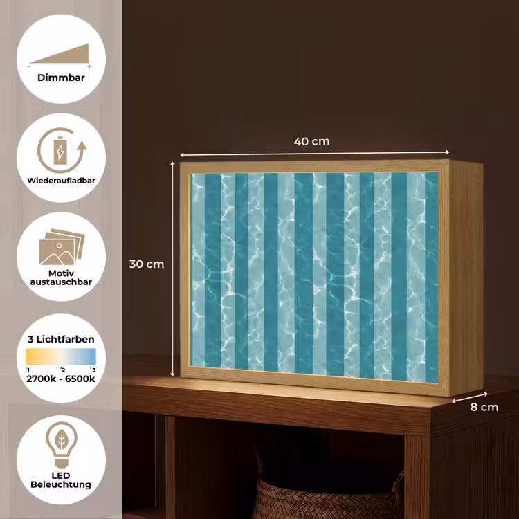 Zwembad - Strepen - Groen Light Box met batterij (Wandlamp) middel 907 -USP_websiteoverzichtDE