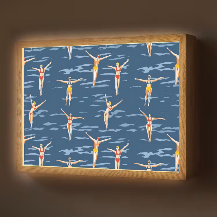 Zwemsters- Retro - Blauw Light Box met batterij (Wandlamp) middel 907 -z3d_website