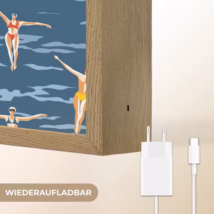 Zwemsters- Retro - Blauw Light Box met batterij (Wandlamp) middel 907 -USP_websiteoplaadbaarDE