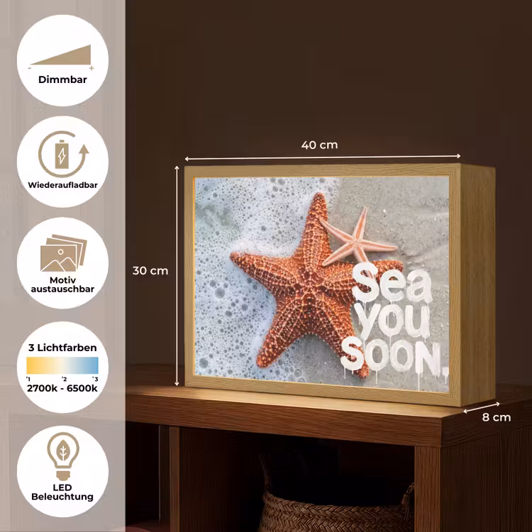 Sea you soon - Zeester - Zee Light Box met batterij (Wandlamp) middel -USP_websiteoverzichtDE