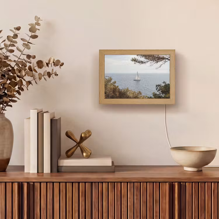 Lightbox - Wandleuchte - Segelboot – Bäume – Wasser - Zeilboot - bomen - water Light Box met kabel (Wandlamp) klein