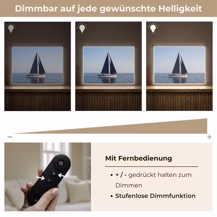 Zeilboot - Zee - Blauw Light Box met batterij (Wandlamp) middel -USP_dimbaarDE