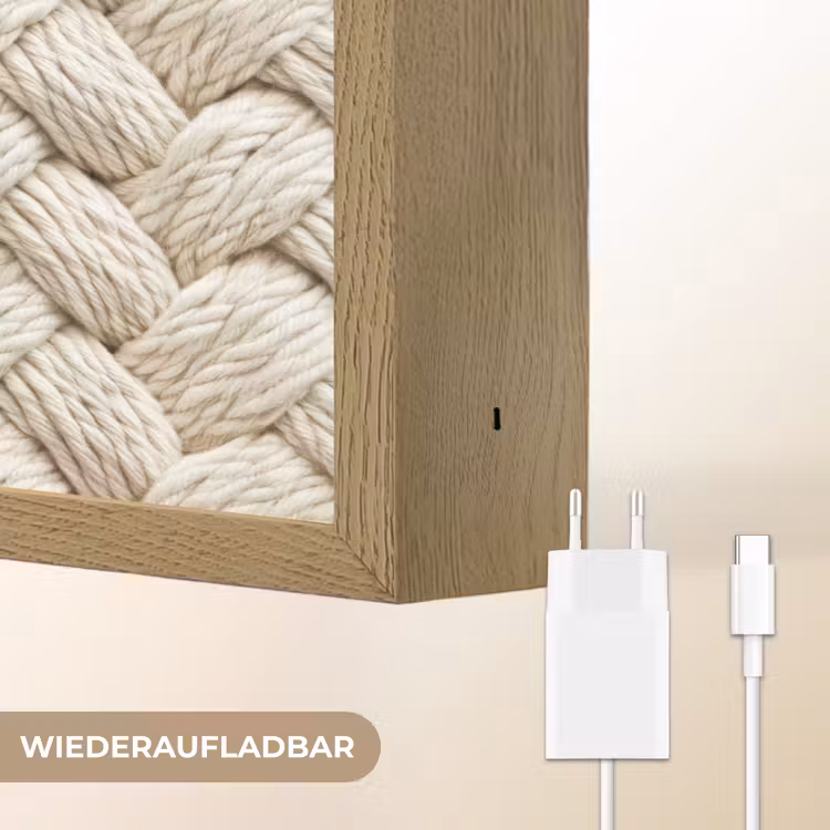 Touw - Gebreid - Beige Light Box met batterij (Wandlamp) middel 907 -USP_websiteoplaadbaarDE