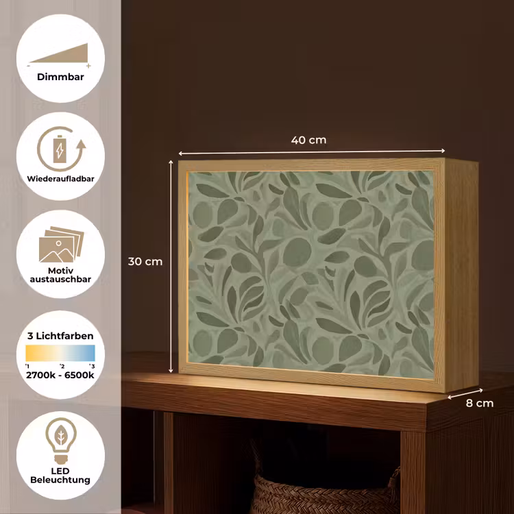 Sereen - Bladeren - Groen Light Box met batterij (Wandlamp) middel 907 -USP_websiteoverzichtDE