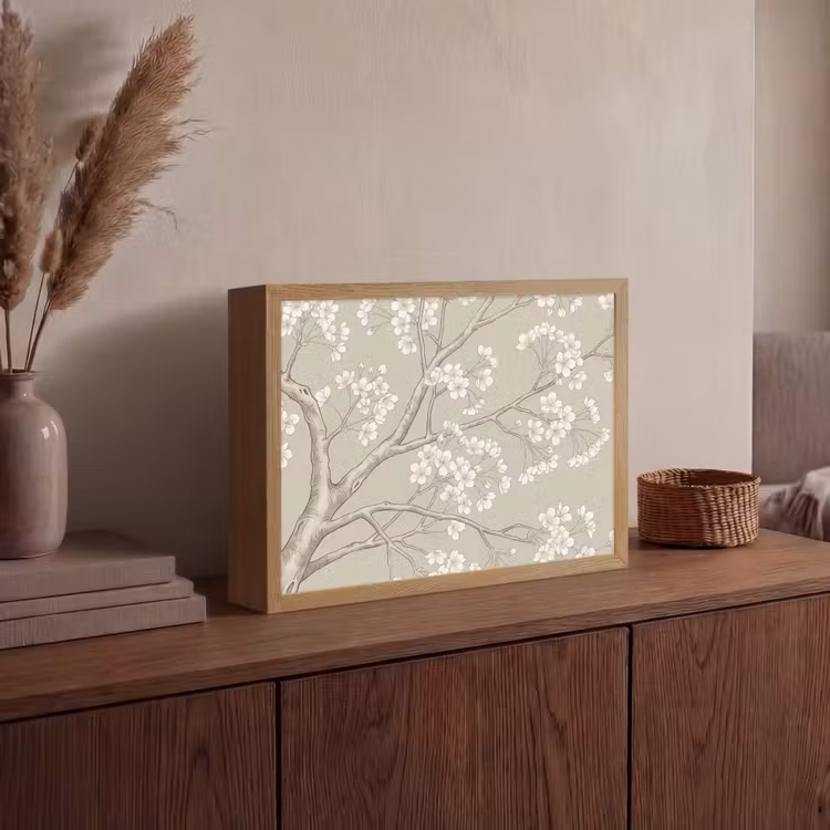Sereen - Bloesem - Wit Light Box met batterij (Wandlamp) middel -sfeer2