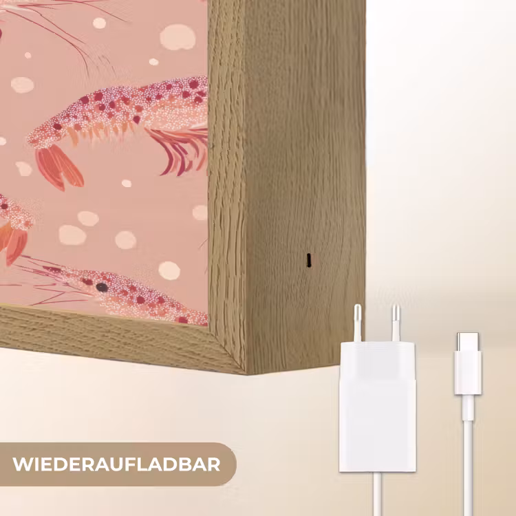 Garnalen - Stippen - Roze Light Box met batterij (Wandlamp) middel 907 -USP_websiteoplaadbaarDE