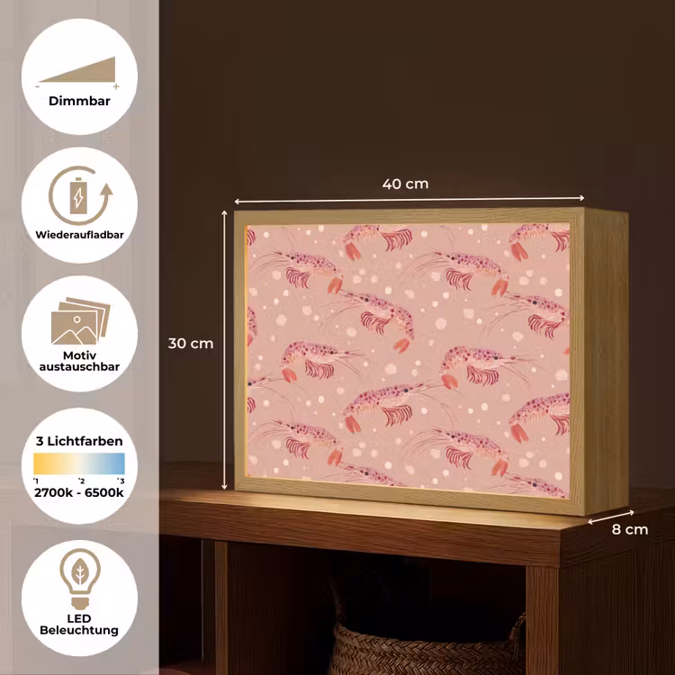 Garnalen - Stippen - Roze Light Box met batterij (Wandlamp) middel 907 -USP_websiteoverzichtDE