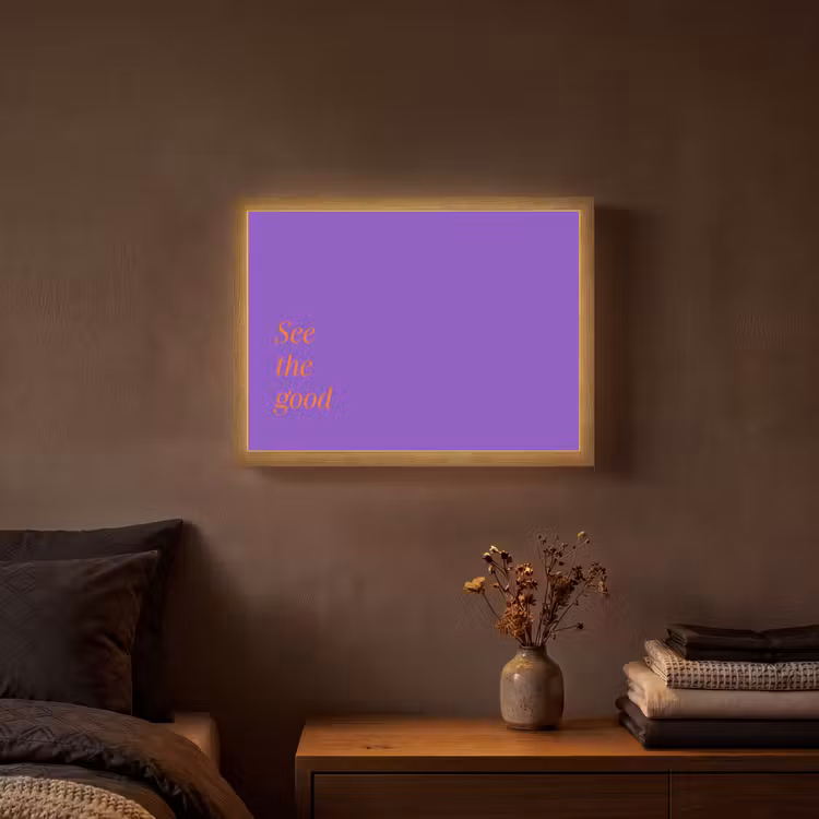 See the good - Oranje - Paars Light Box met batterij (Wandlamp) middel -sfeer4