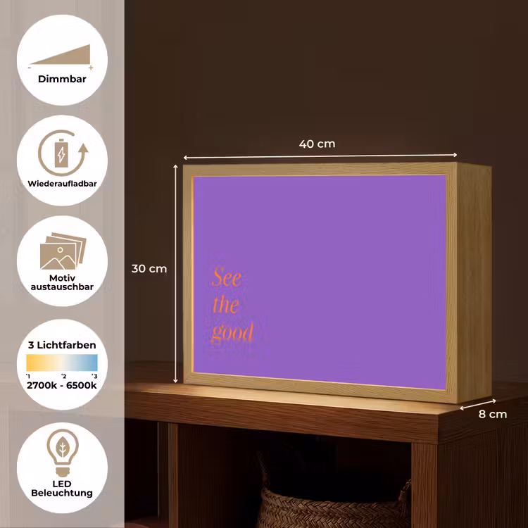 See the good - Oranje - Paars Light Box met batterij (Wandlamp) middel -USP_websiteoverzichtDE