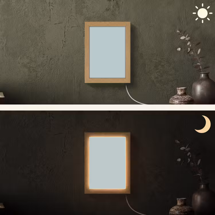 Slate - Blue - Blauw Light Box met kabel (Wandlamp) klein 929 -sfeer3