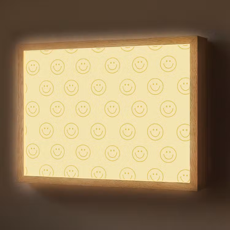 Smileys - Patroon - Retro - Zachtgeel Light Box met batterij (Wandlamp) middel 907 -z3d_website