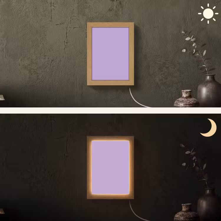 Soft - Lavender - Paars Light Box met kabel (Wandlamp) klein 929 -sfeer3