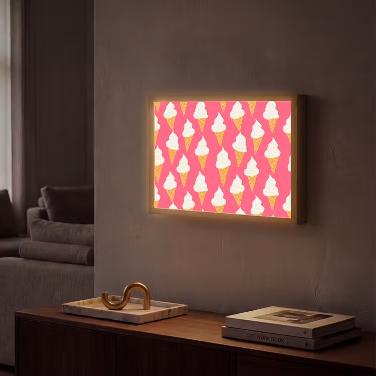 Softijs - Horentje - Roze Light Box met batterij (Wandlamp) middel 907 -sfeer1