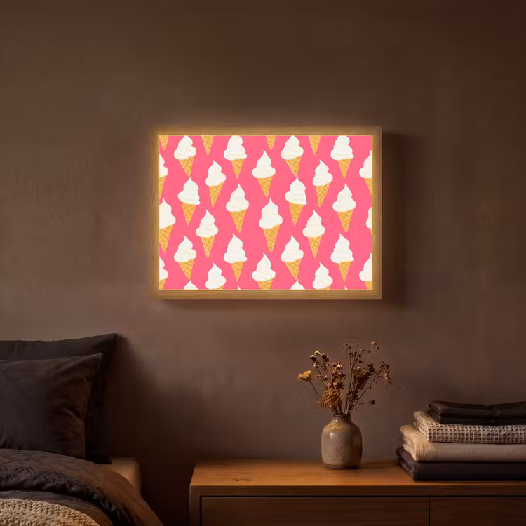 Softijs - Horentje - Roze Light Box met batterij (Wandlamp) middel 907 -sfeer4