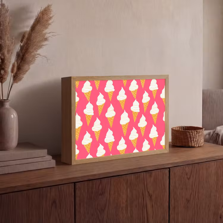 Softijs - Horentje - Roze Light Box met batterij (Wandlamp) middel 907 -sfeer2