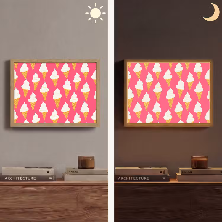 Softijs - Horentje - Roze Light Box met batterij (Wandlamp) middel 907 -sfeer3