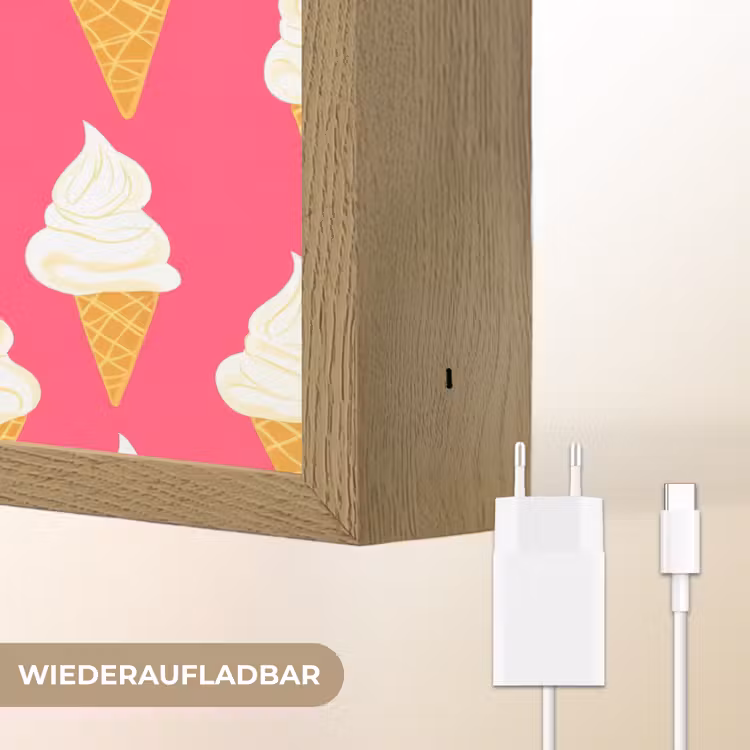 Softijs - Horentje - Roze Light Box met batterij (Wandlamp) middel 907 -USP_websiteoplaadbaarDE