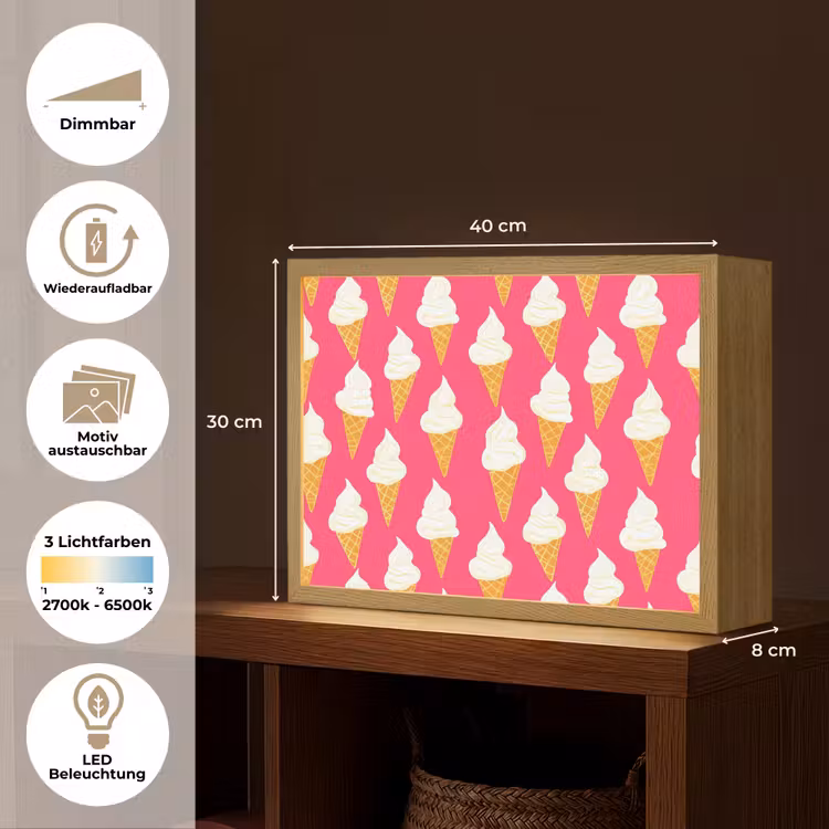 Softijs - Horentje - Roze Light Box met batterij (Wandlamp) middel 907 -USP_websiteoverzichtDE