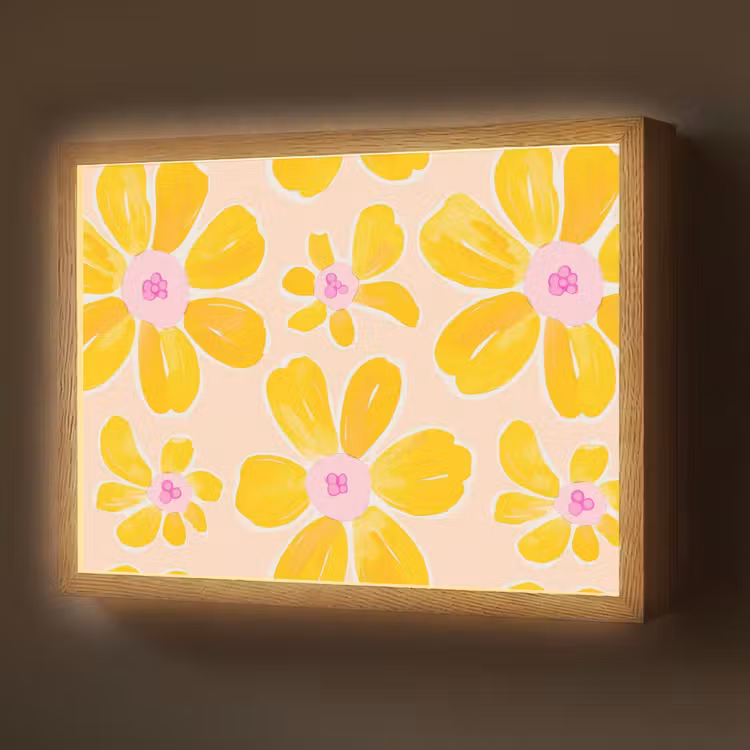 Zomers - Bloemen - Geel Light Box met batterij (Wandlamp) middel 907 -z3d_website