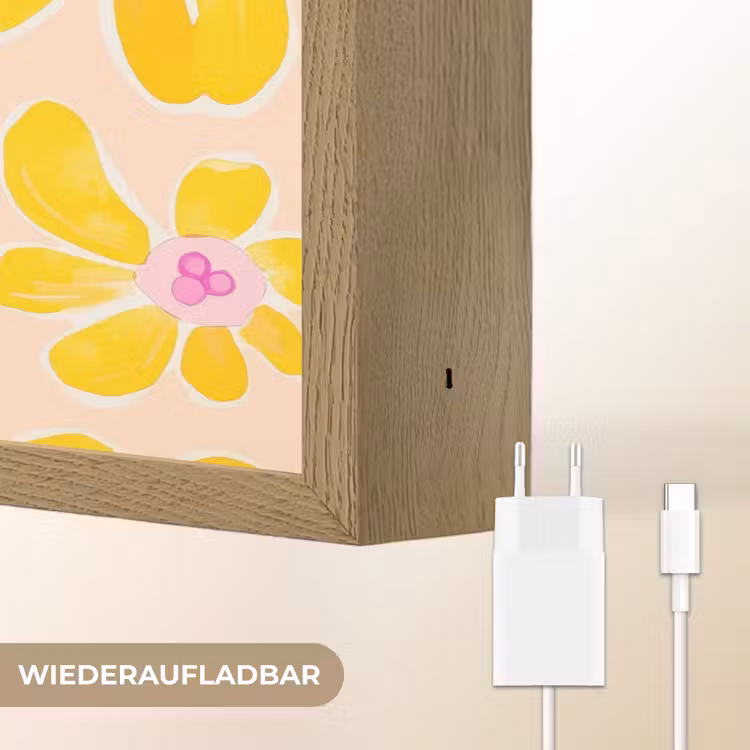 Zomers - Bloemen - Geel Light Box met batterij (Wandlamp) middel 907 -USP_websiteoplaadbaarDE