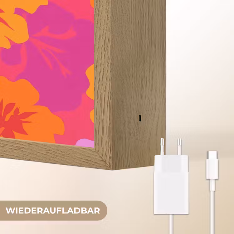 Zomers - Hibiscus - Kleurrijk Light Box met batterij (Wandlamp) middel 907 -USP_websiteoplaadbaarDE