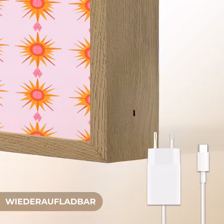 Zon - Motief - Roze Light Box met batterij (Wandlamp) middel 907 -USP_websiteoplaadbaarDE
