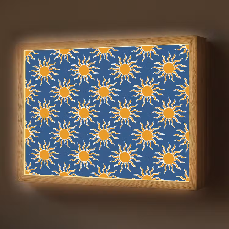 Zon - Patroon - Blauw Light Box met batterij (Wandlamp) middel 907 -z3d_website