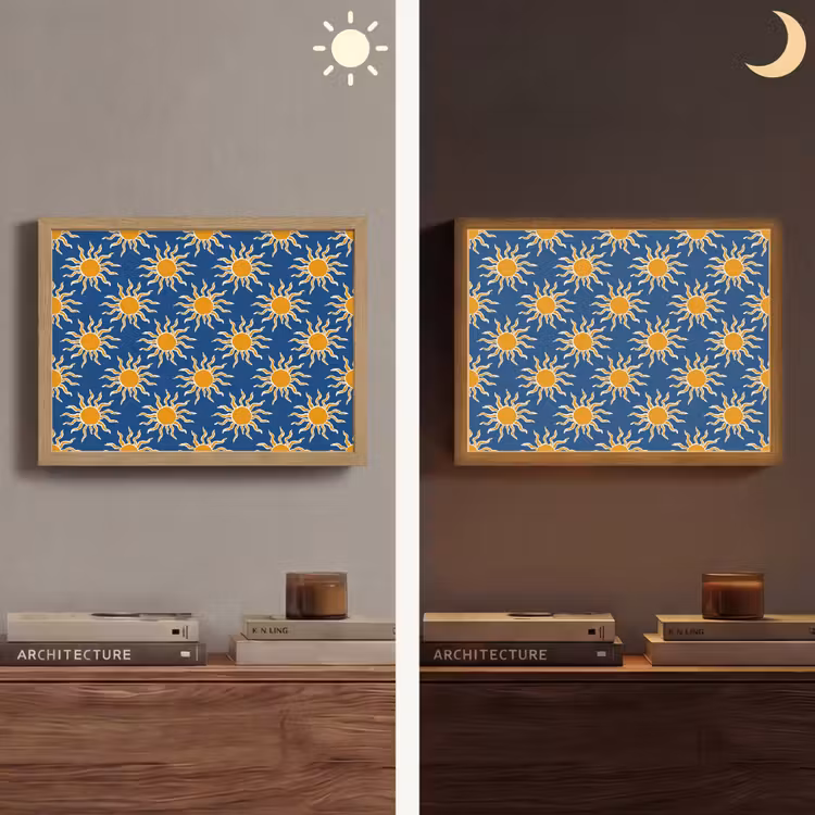 Zon - Patroon - Blauw Light Box met batterij (Wandlamp) middel 907 -sfeer3