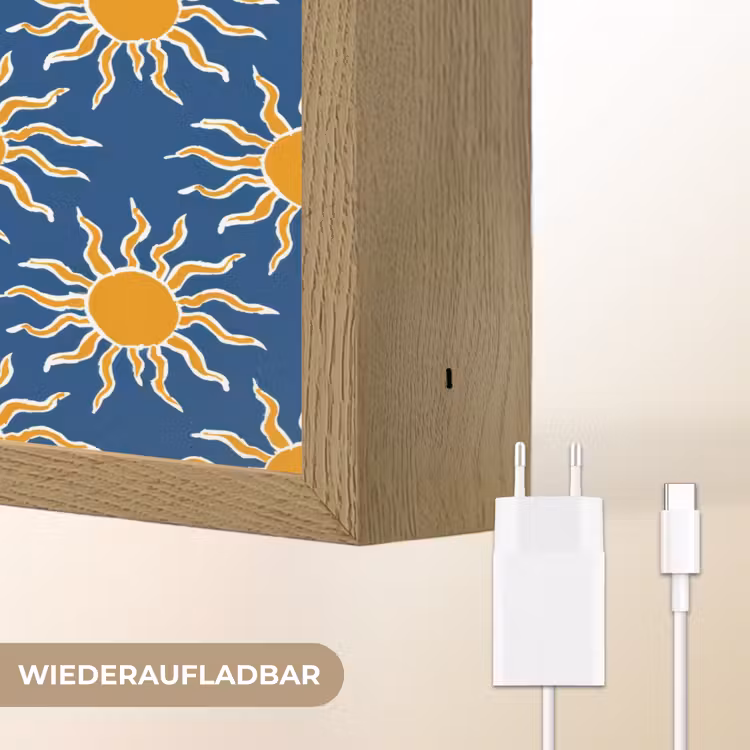 Zon - Patroon - Blauw Light Box met batterij (Wandlamp) middel 907 -USP_websiteoplaadbaarDE