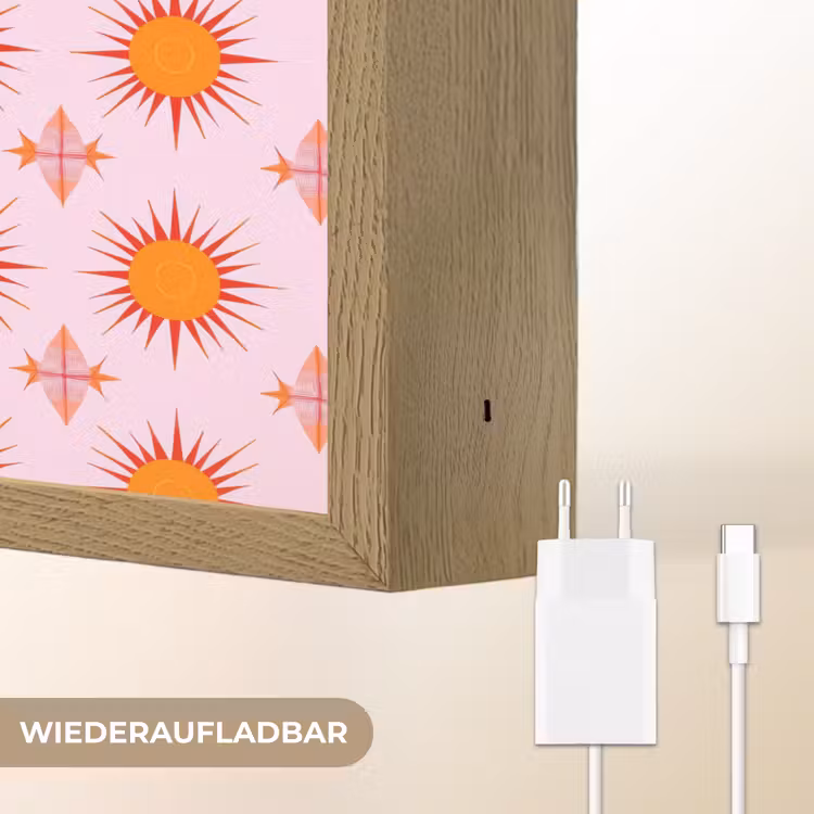 Zon - Patroon - Roze Light Box met batterij (Wandlamp) middel 907 -USP_websiteoplaadbaarDE