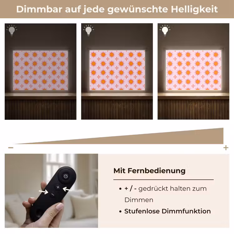 Zon - Patroon - Roze Light Box met batterij (Wandlamp) middel 907 -USP_dimbaarDE