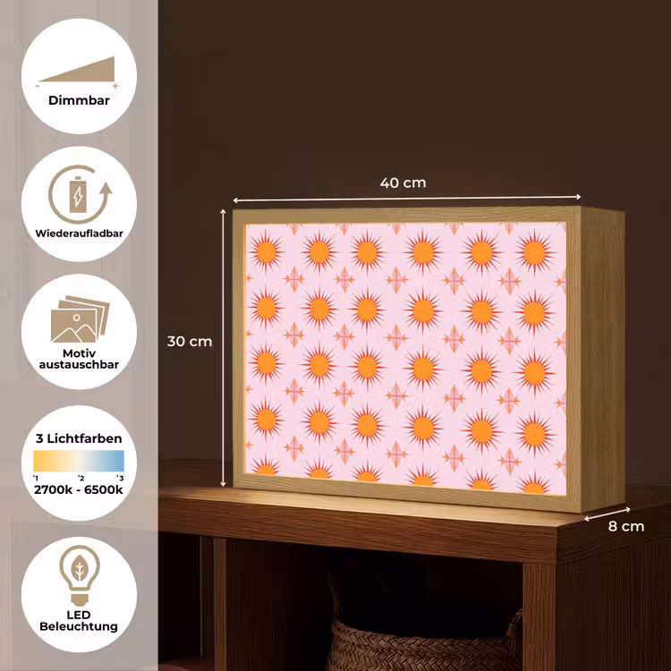 Zon - Patroon - Roze Light Box met batterij (Wandlamp) middel 907 -USP_websiteoverzichtDE