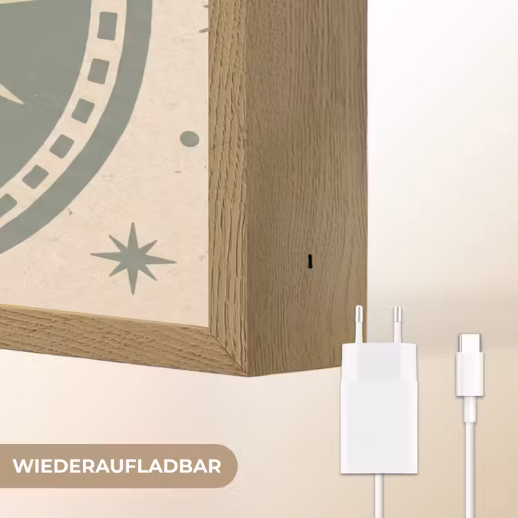 Zon - Sterren - Astrologie - Vintage - Groen Light Box met batterij (Wandlamp) middel -USP_websiteoplaadbaarDE