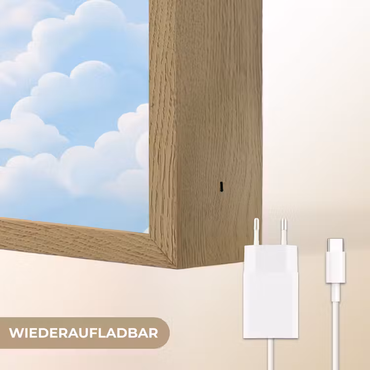 Zon - Vogels - Lucht - Natuur - Geel Light Box met batterij (Wandlamp) middel -USP_websiteoplaadbaarDE