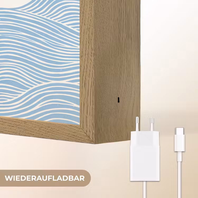 Zon - Golven - Oceaan - Abstract - Rood Light Box met batterij (Wandlamp) middel -USP_websiteoplaadbaarDE