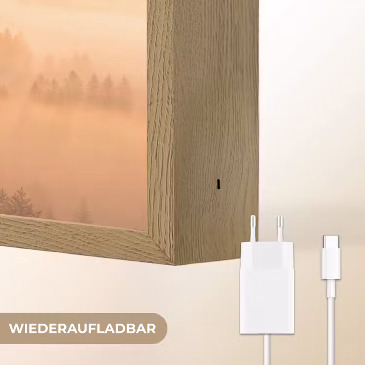 Zonlicht - Mist - Bergen - Bomen Light Box met batterij (Wandlamp) middel -USP_websiteoplaadbaarDE