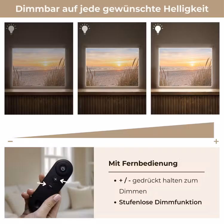 Zonsondergang - Duinen - Zee Light Box met batterij (Wandlamp) middel -USP_dimbaarDE