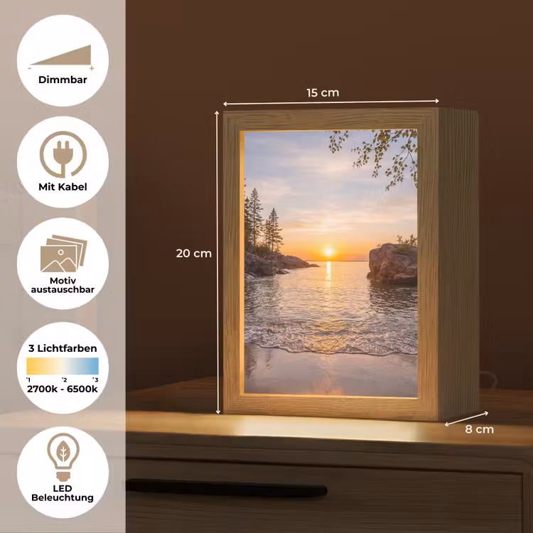 Zonsondergang - Kust - Water - Natuur - Oranje Light Box met kabel (Wandlamp) klein -USP_websiteoverzichtDE