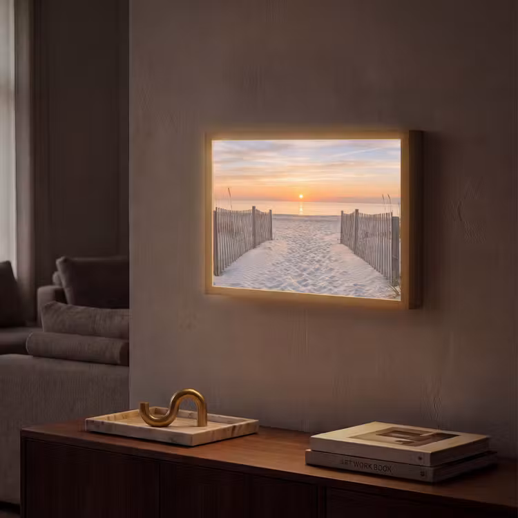 Zonsondergang - Strand - Zand Light Box met batterij (Wandlamp) middel -sfeer1