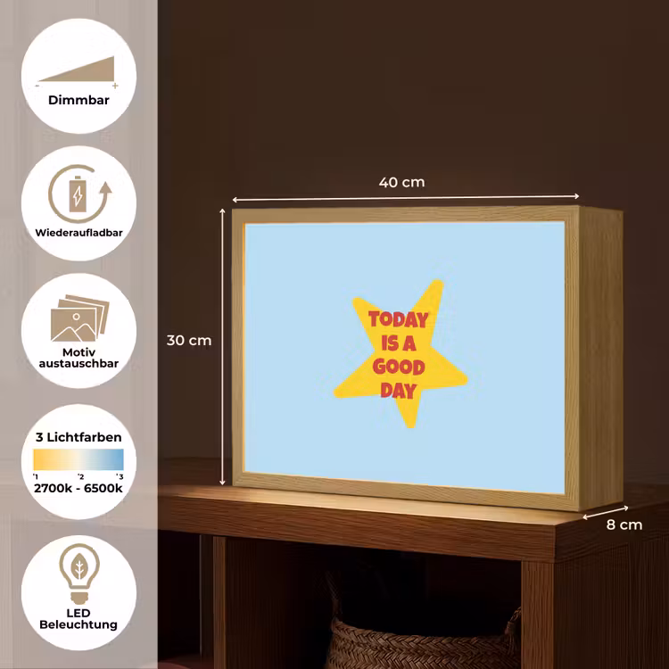 Ster - Today is a good day - Blauw Light Box met batterij (Wandlamp) middel -USP_websiteoverzichtDE