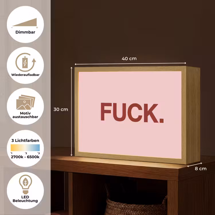 Statement - Krachtig - Roze Light Box met batterij (Wandlamp) middel -USP_websiteoverzichtDE