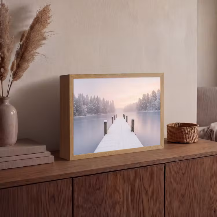 Steiger - Meer - Mist - Winter - Serene Light Box met batterij (Wandlamp) middel -sfeer2