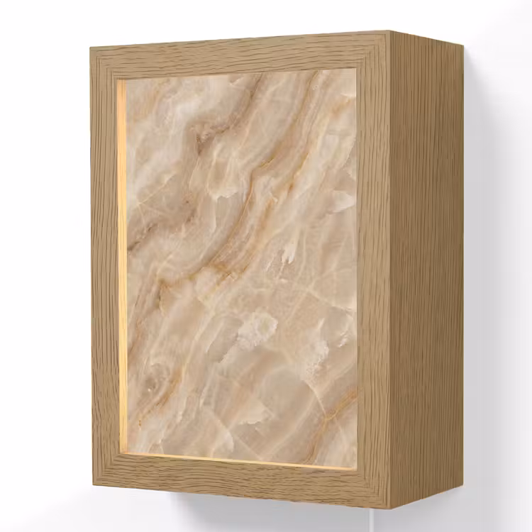 Steen - Ader - Natuur - Modern - Beige Light Box met kabel (Wandlamp) klein -3d