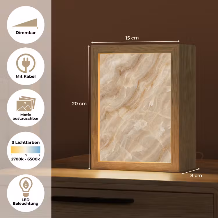 Steen - Ader - Natuur - Modern - Beige Light Box met kabel (Wandlamp) klein -USP_websiteoverzichtDE