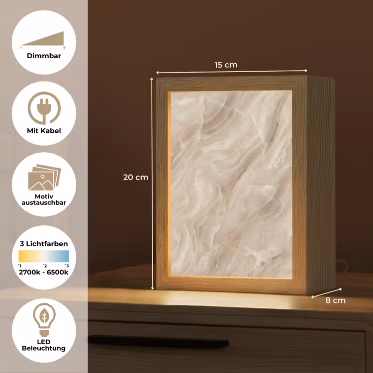 Steen - Golvend - Abstract - Beige Light Box met kabel (Wandlamp) klein -USP_websiteoverzichtDE