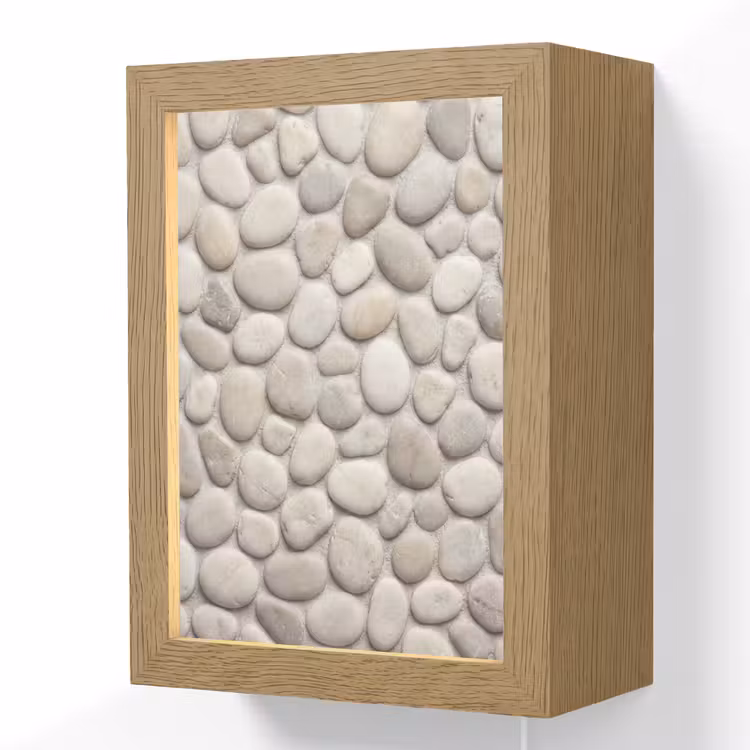 Steen - Kiezel - Natuur - Minimalistisch - Beige Light Box met kabel (Wandlamp) klein -3d